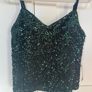 Sequin Green Cami Top